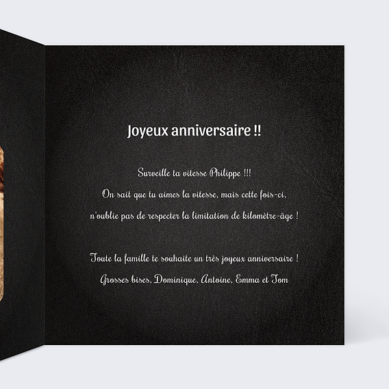 Carte anniversaire Moto Intérieur Droit