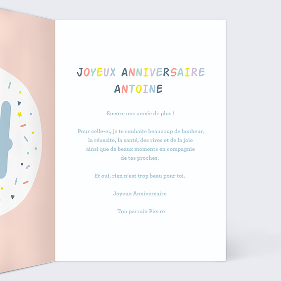 Carte anniversaire enfant Ballons 14 ans Intérieur Droit