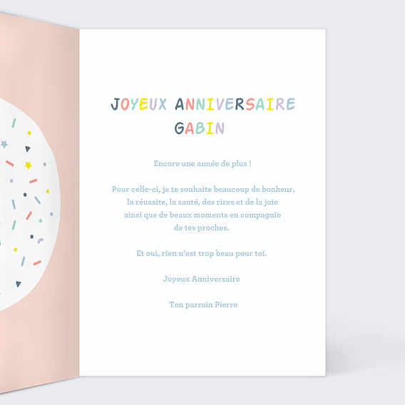 Carte anniversaire enfant Ballons 2 ans Intérieur Droit