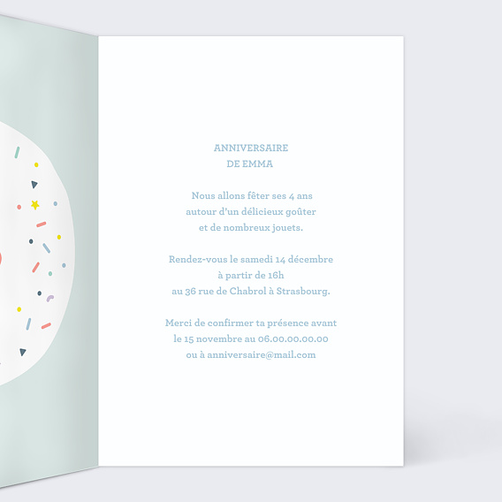 Invitation anniversaire enfant 4 ans Intérieur Droit