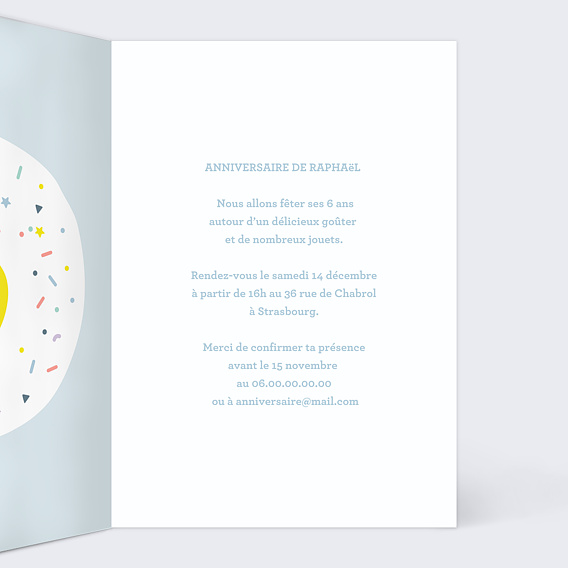 Invitation anniversaire enfant 6 ans Intérieur Droit