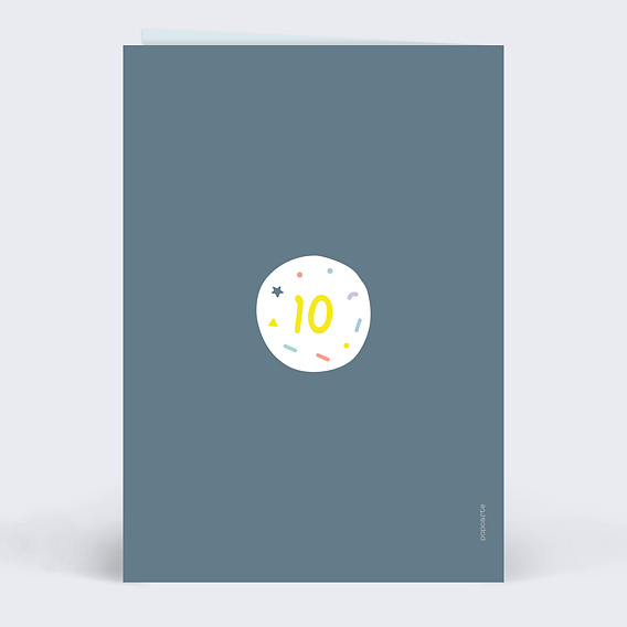 Carte anniversaire enfant Ballons 10 ans Verso