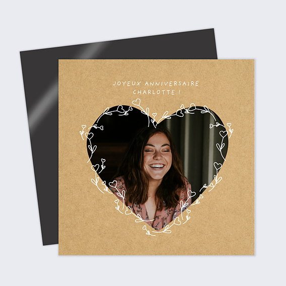 Carte anniversaire Cœur Fleuri