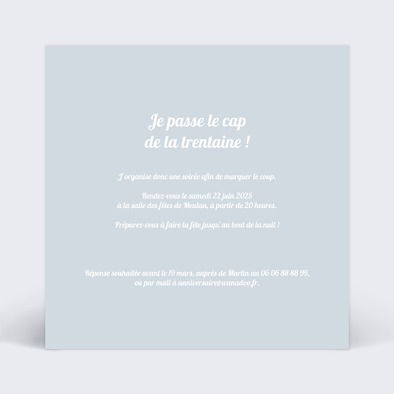 Invitation anniversaire Photos 30 ans Verso