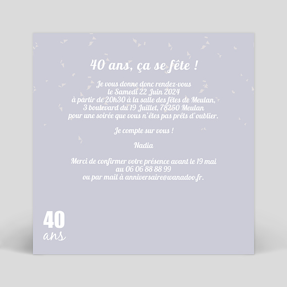 Carte Anniversaire 40 ans - Popcarte