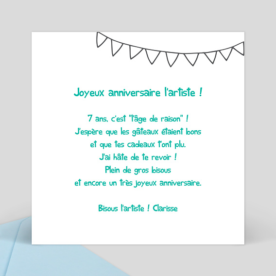 Carte anniversaire enfant Coloriage Gâteau Verso