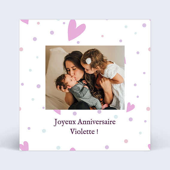 Carte anniversaire enfant Violette