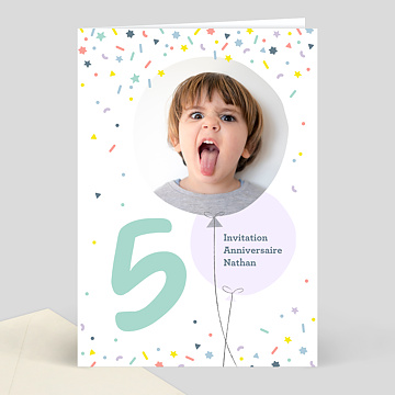 Carte d'Invitation Anniversaire Enfant 2 ans - Popcarte