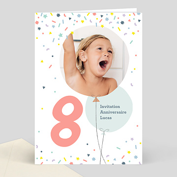 Carte invitation anniversaire fille 4 ans Paillettes