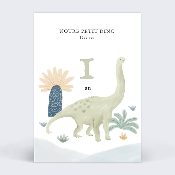 Invitation Anniversaire Enfant Bébé Dinosaure 1 an
