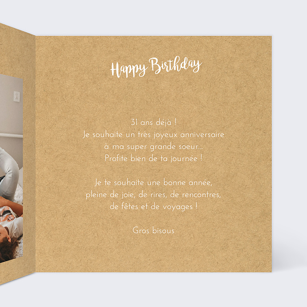 Carte Anniversaire Joli Kraft Intérieur Droit