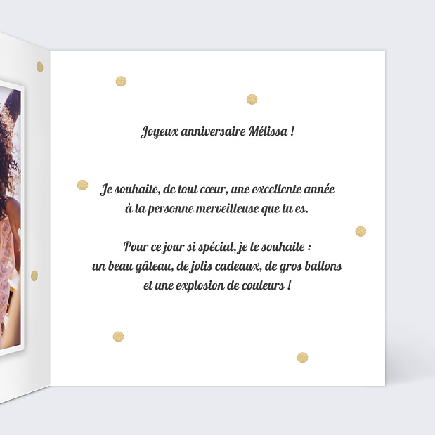 Carte Anniversaire Paillettes Intérieur Droit