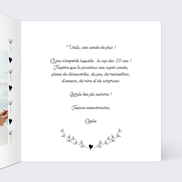 Carte Anniversaire Coeur Bucolique Intérieur Droit