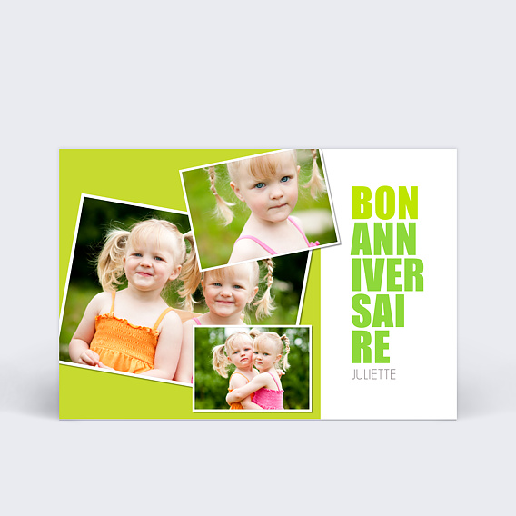 Anniversaire Enfant Trio photo carte anniversaire souhait