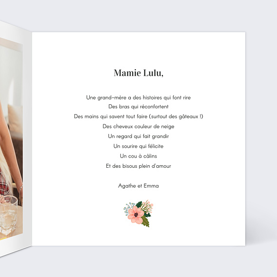 Carte fête des grands-mères Joli Coeur Intérieur Droit