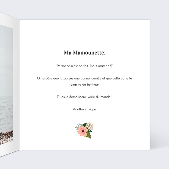 Carte fête des mères Joli Coeur Intérieur Droit