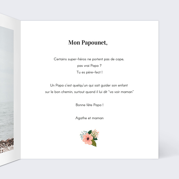 Carte Fête des Pères Joli Coeur Intérieur Droit
