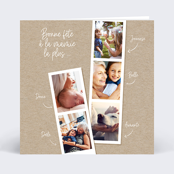 Carte fête des grands-mères Photomaton Kraft