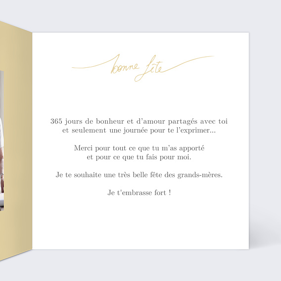 Carte fête des grands-mères Jolie Typographie Intérieur Droit