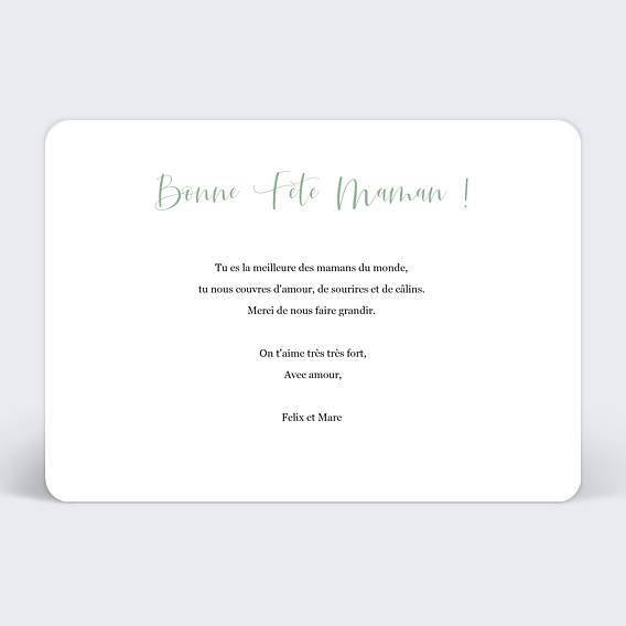 Carte fête des mères Bonne Fête Maman Verso