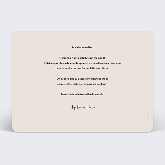 Carte fête des mères Photomaton Verso