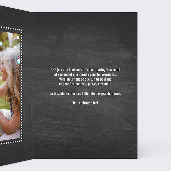 Carte fête des grands-mères Cadre Ardoise Intérieur Droit