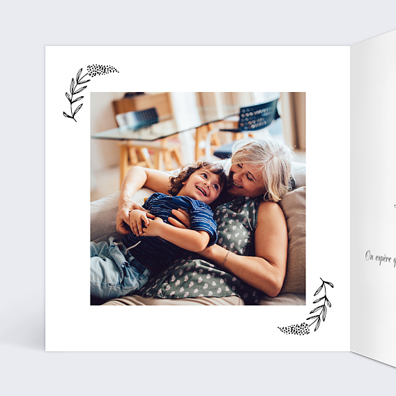 Carte fête des grands-mères Couronne de Feuilles Intérieur Gauche