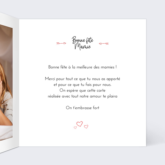 Carte fête des grands-mères De Tout Cœur Intérieur Droit
