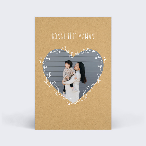 Carte fête des mères Coeur Fleuri