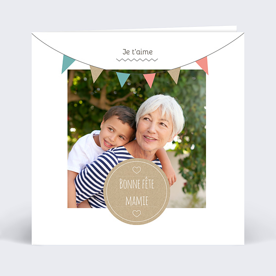 Carte fête des grands-mères Fanions Colorés Recto