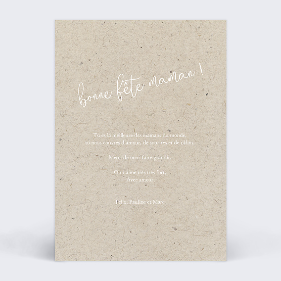 Carte fête des mères Lin Verso