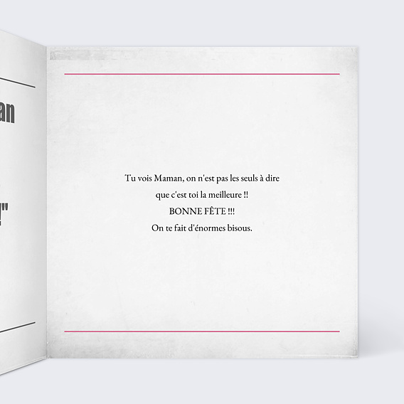 Carte fête des mères Journal Intérieur Droit