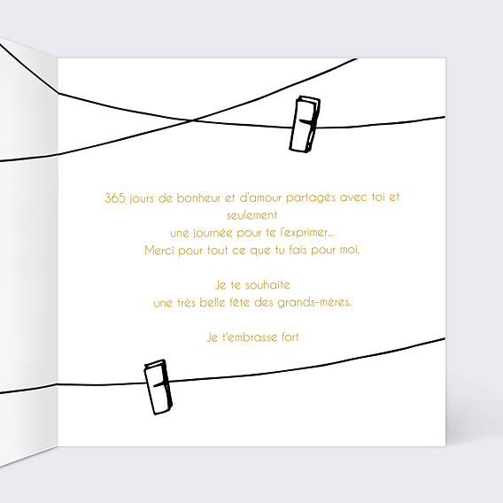 Carte fête des grands-mères Epingles Intérieur Droit