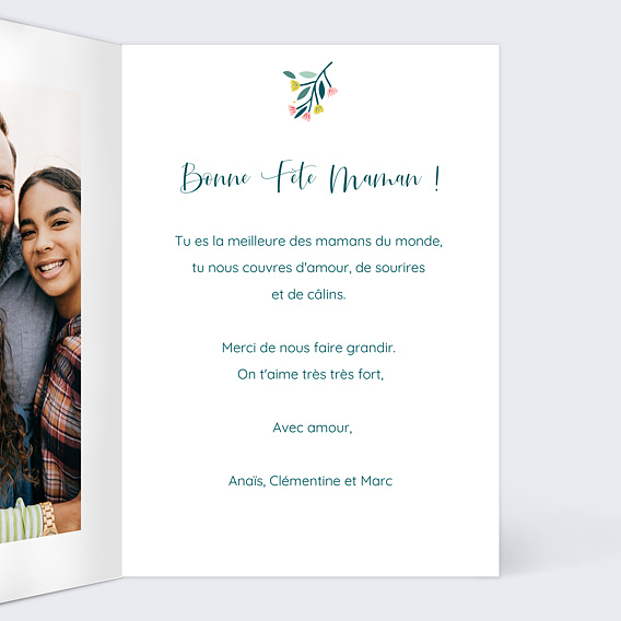 Carte fête des mères Fleurie Intérieur Droit