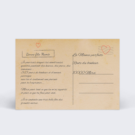 Carte fête des grands-mères Carte Postale Verso