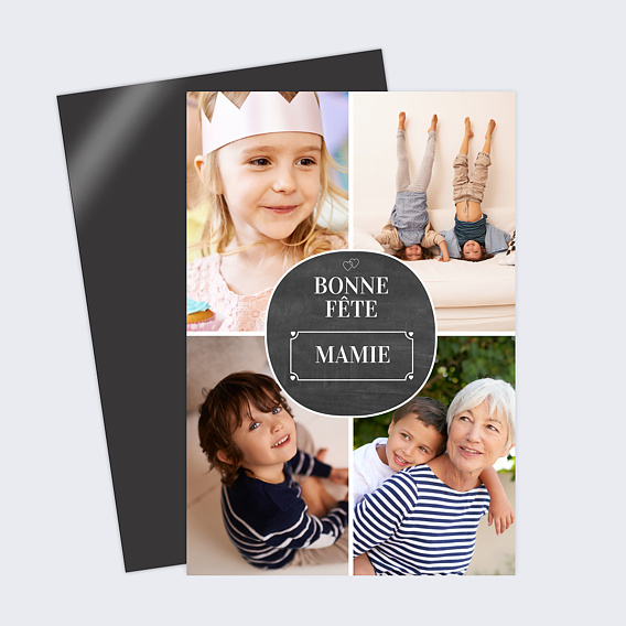 Carte fête des grands-mères Pastille Ardoise Ronde