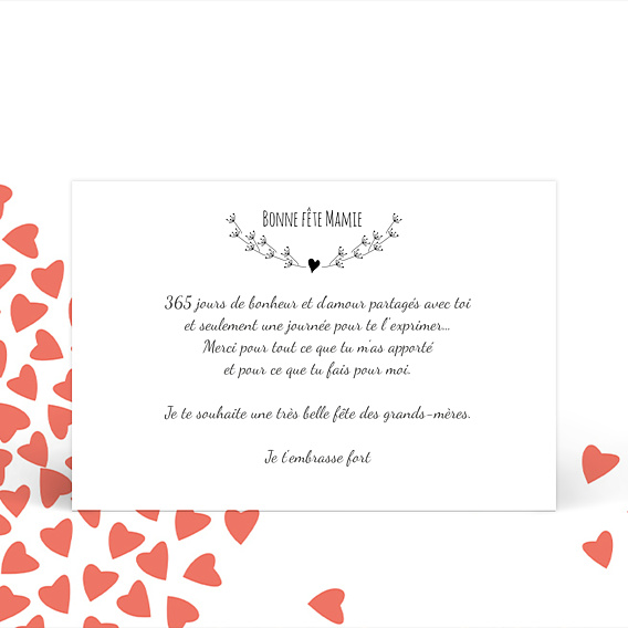 Carte fête des grands-mères Cœur Bucolique Verso