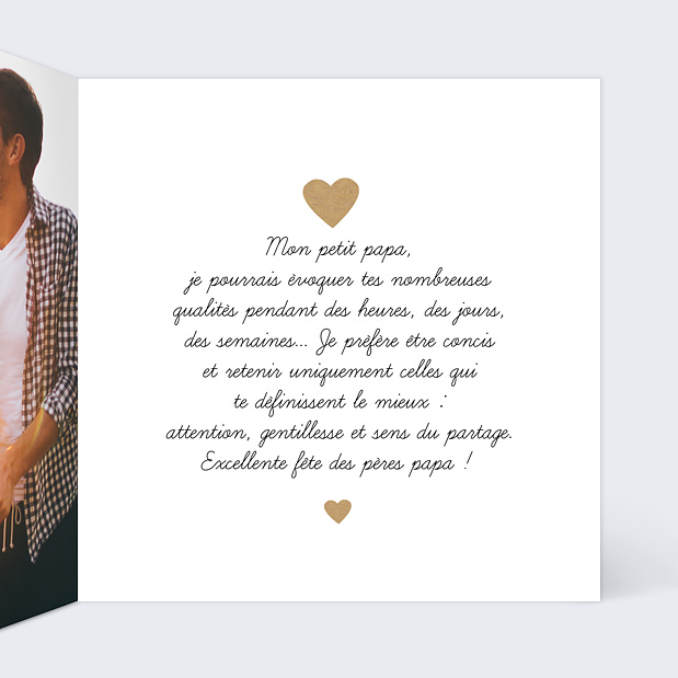 Carte fête des pères coeur Intérieur Droit