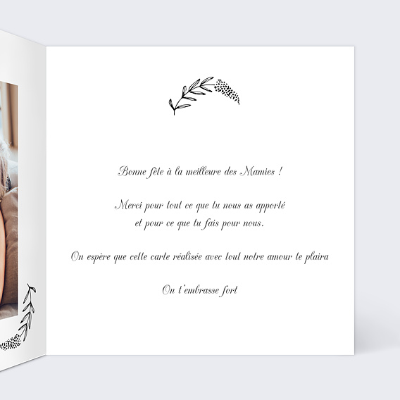 Carte fête des grands-mères Couronne de Feuilles Intérieur Droit
