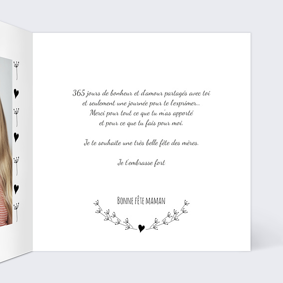 Carte fête des mères Coeurs Décorés Intérieur Droit