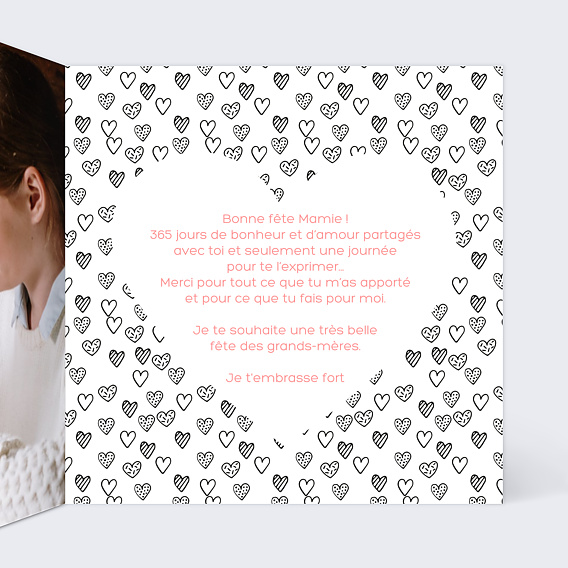 Carte fête des grands-mères Pink Heart Intérieur Droit