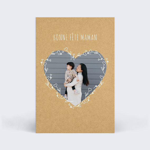 Carte fête des mères Coeur Fleuri