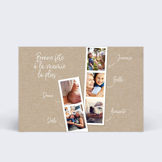 Carte fête des grands-mères Photomaton Kraft