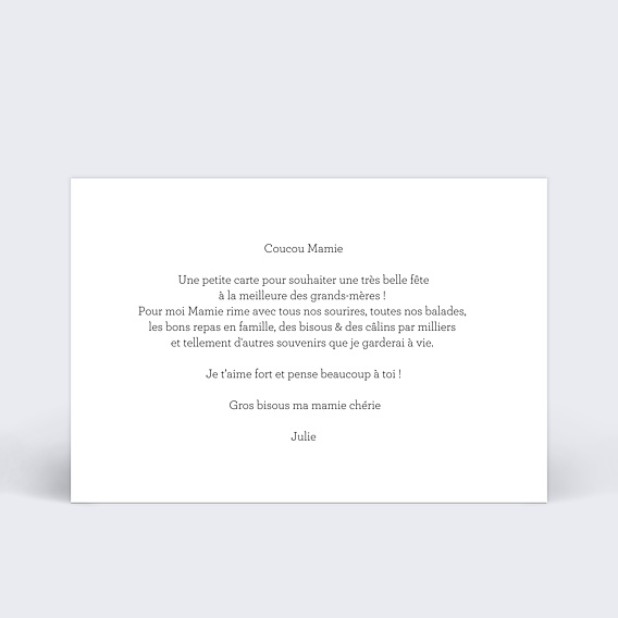 Carte fête des grands-mères Ecriture Manuscrite Verso