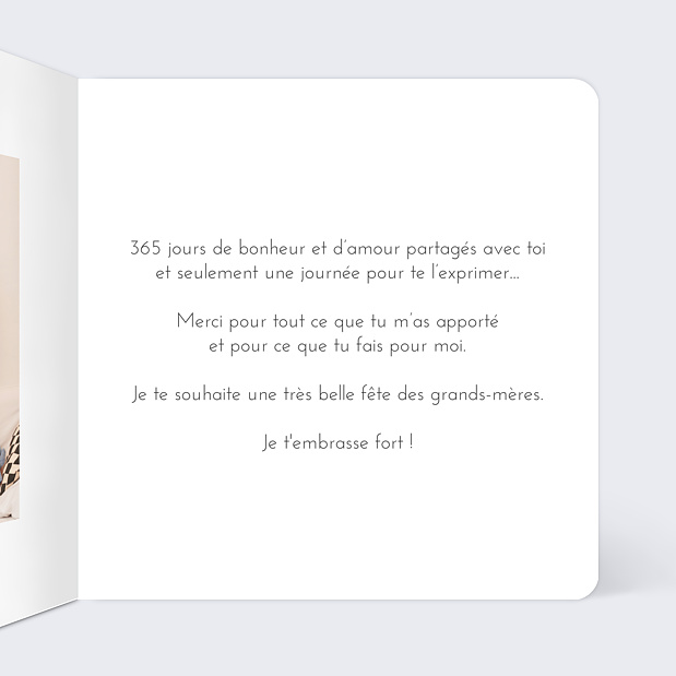Carte fête des grands-mères Cœur travaillé Intérieur Droit