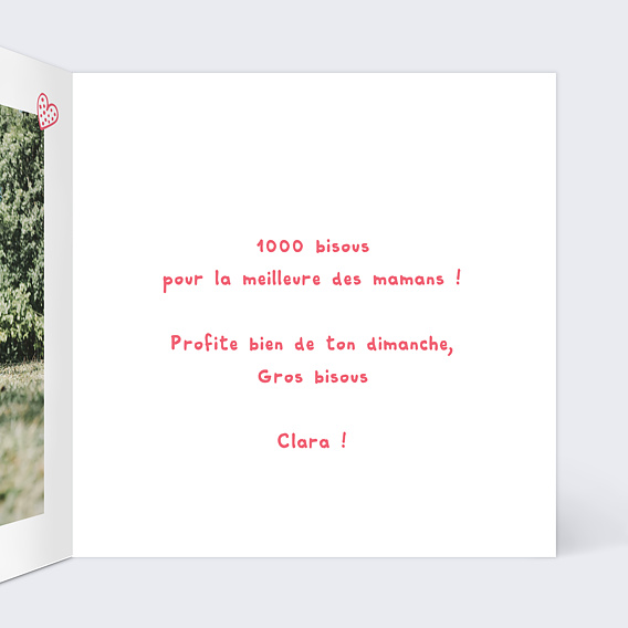 Carte fête des mères Bisous Intérieur Droit