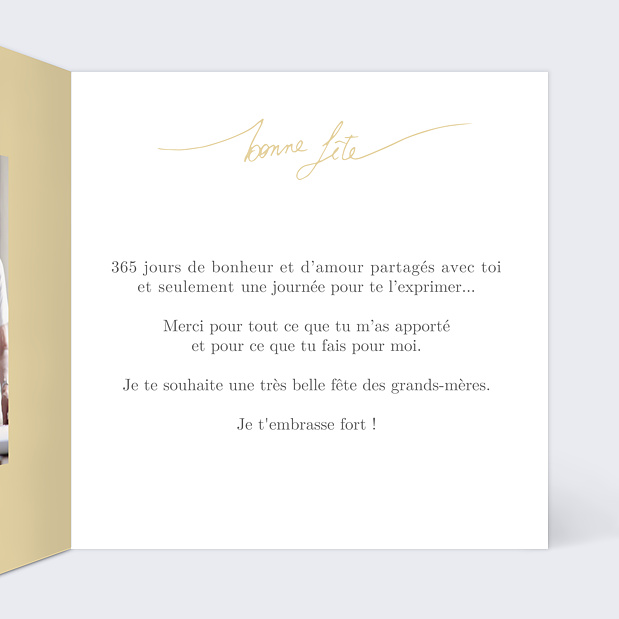 Carte fête des grands-mères Jolie Typographie Intérieur Droit