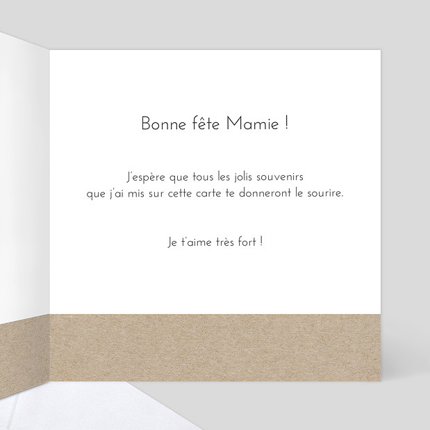 Carte fête des grands-mères Photomaton kraft Intérieur Droit