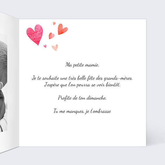 Carte fête des grands-mères Envolée de Cœurs Intérieur Droit