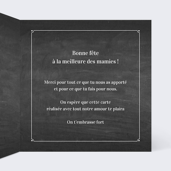 Carte fête des grands-mères Pastille Ardoise Ronde Intérieur Droit